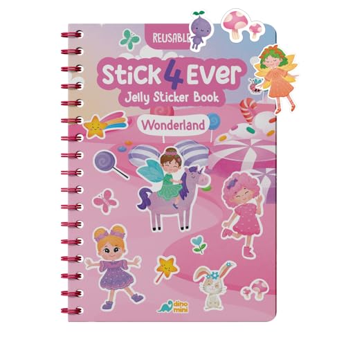 Stick4Ever Wonderland Jelly Sticker Book: 50 Reusable Waterproof Stickers for Toddlers, Spiral-Bound Activity Book for Travel