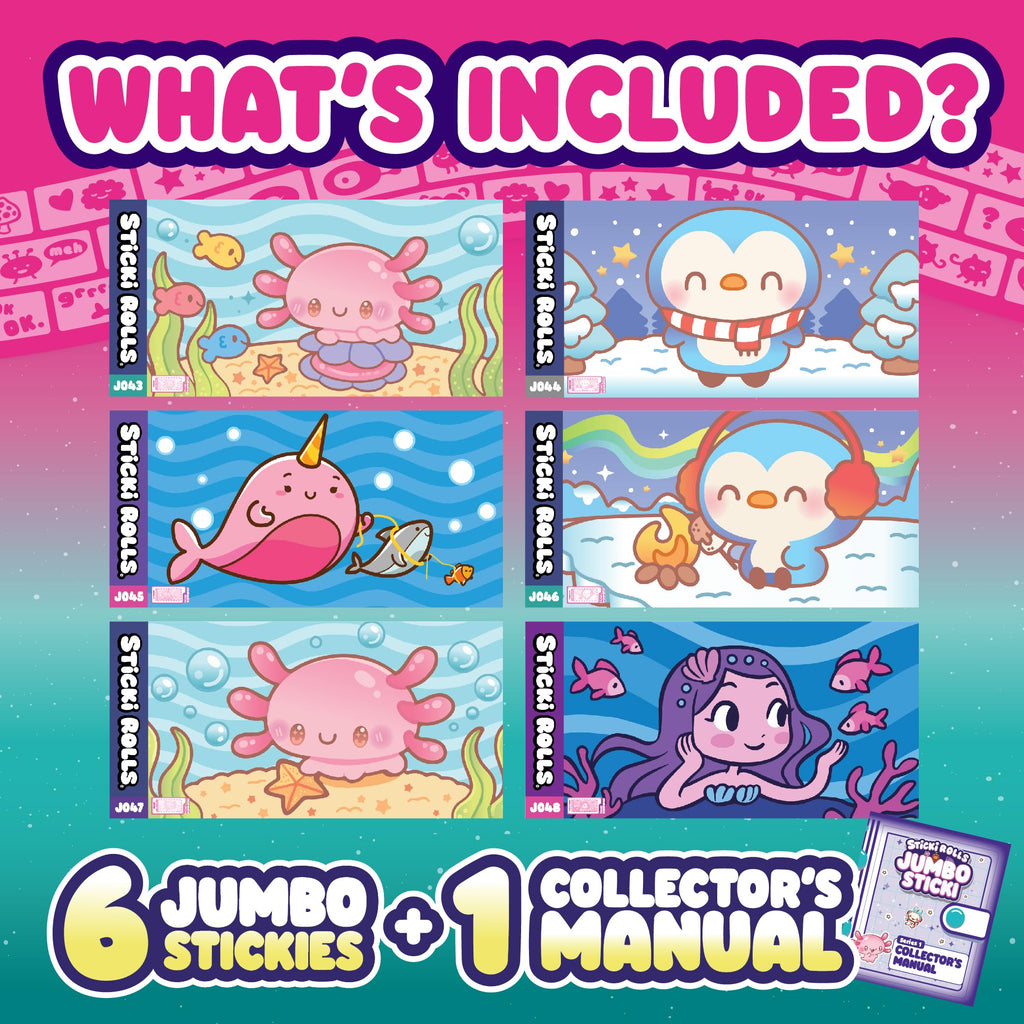 Sticki Rolls Jumbo Stickies 6-Pack Capsule - Amazon Exclusive Sticki Seas Wall Décor for Kids 5+
