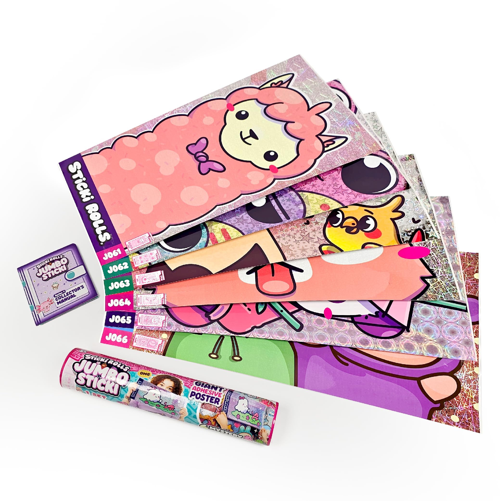 Sticki Rolls Jumbo Stickies 6-Pack Capsule – Mystery Foil Stickers for Kids, Reusable Wall Décor (Amazon Exclusive, Safari Theme)