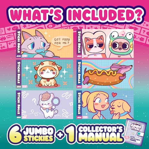 Sticki Rolls Jumbo Stickies 6-Pack Capsule – Pets 2 Wall Décor for Kids Ages 5+