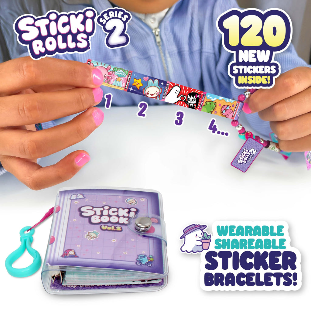 Sticki Rolls Series 2 – Wearable Sticker Bracelet and Collection Book with 120 Holographic Mini Stickers