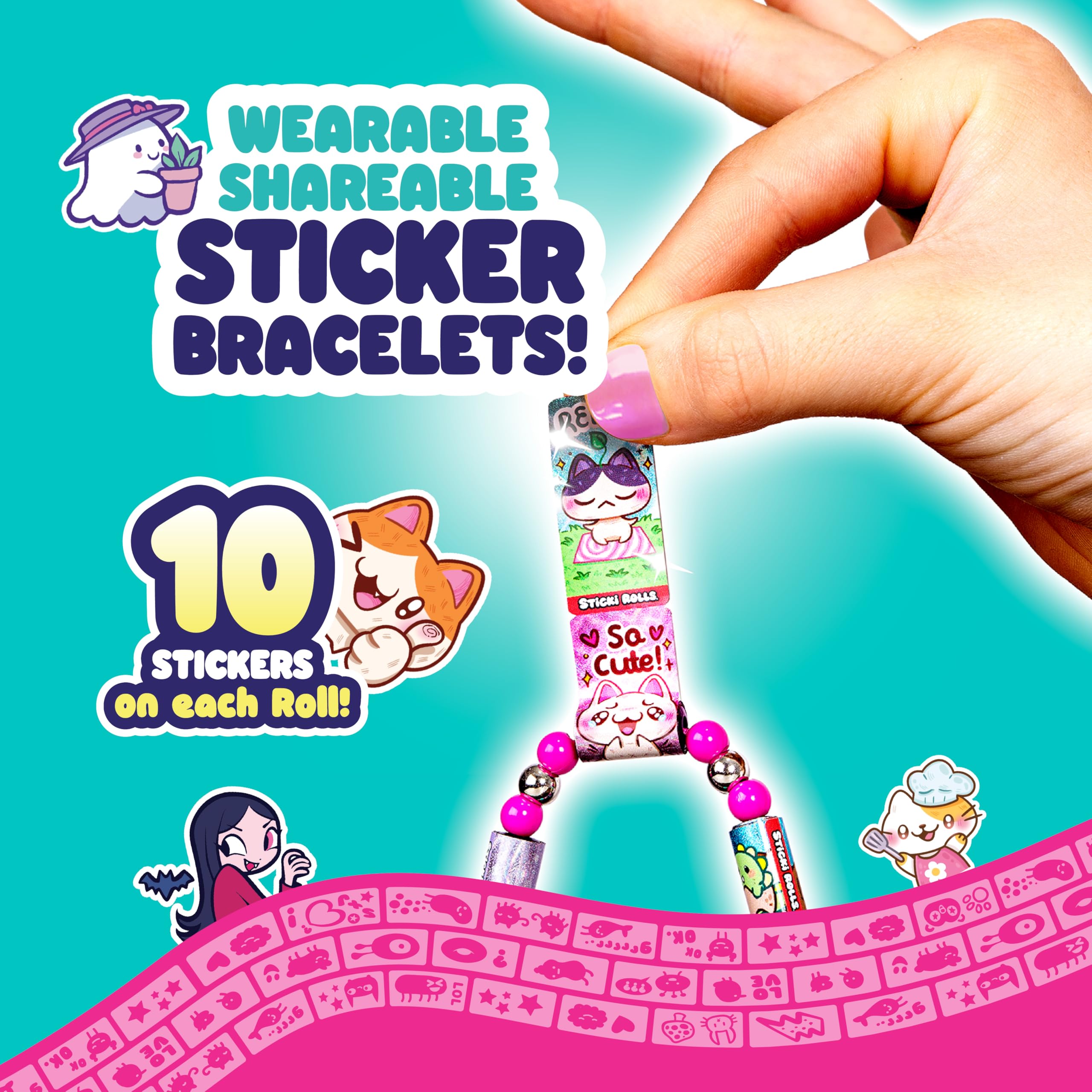 Sticki Rolls Series 2 – Wearable Sticker Bracelet and Collection Book with 120 Holographic Mini Stickers