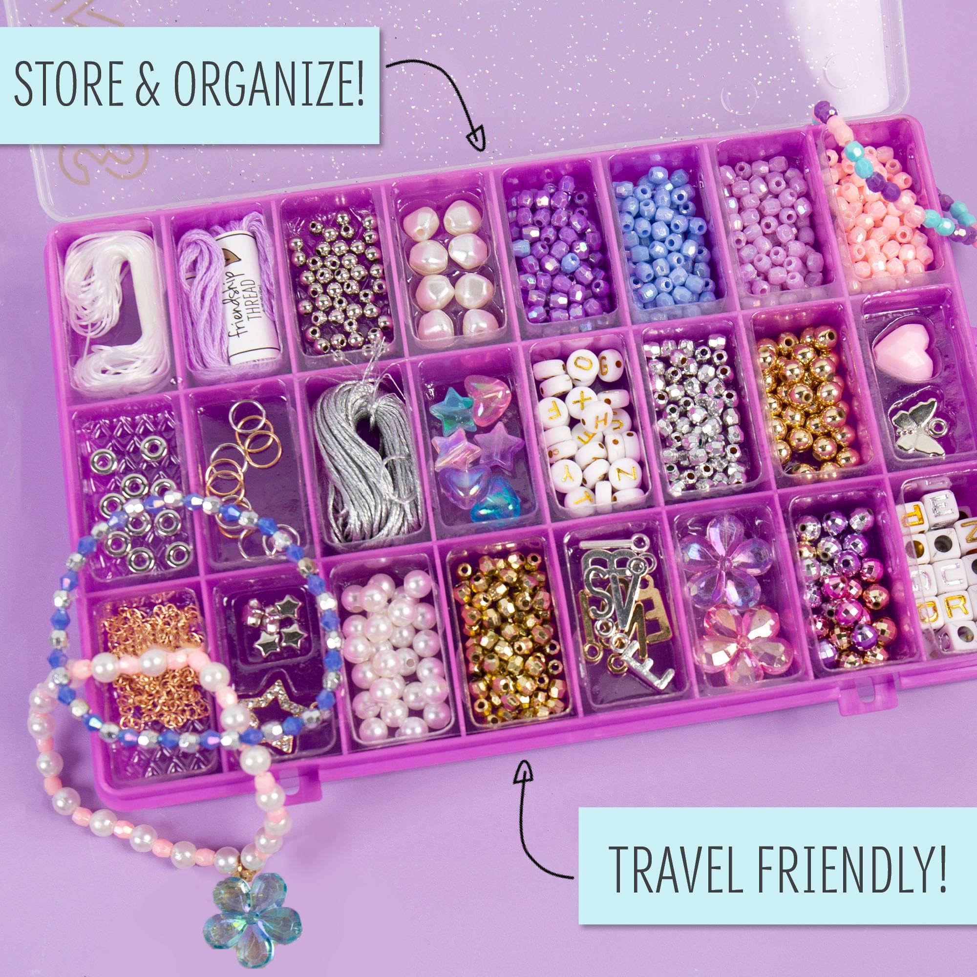 STMT D.I.Y. Glitz ‘N Disco Jewelry Case – Create Over 15 Disco Accessories, Complete Bead & Charm Set for Bracelets, Gifts for Girls Ages 8-12