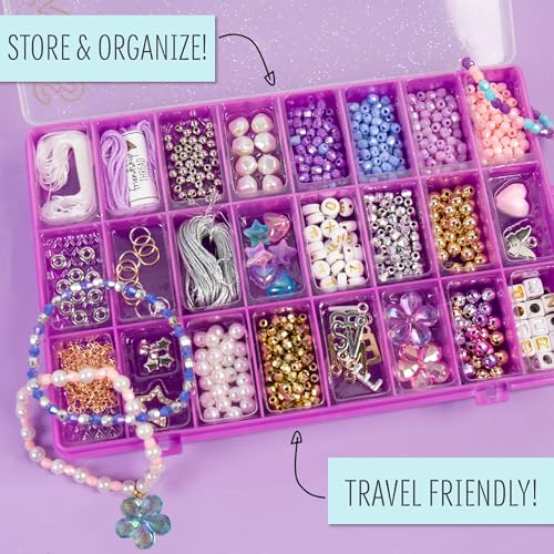 STMT D.I.Y. Glitz ‘N Disco Jewelry Case – Create Over 15 Disco Accessories, Complete Bead & Charm Set for Bracelets, Gifts for Girls Ages 8-12