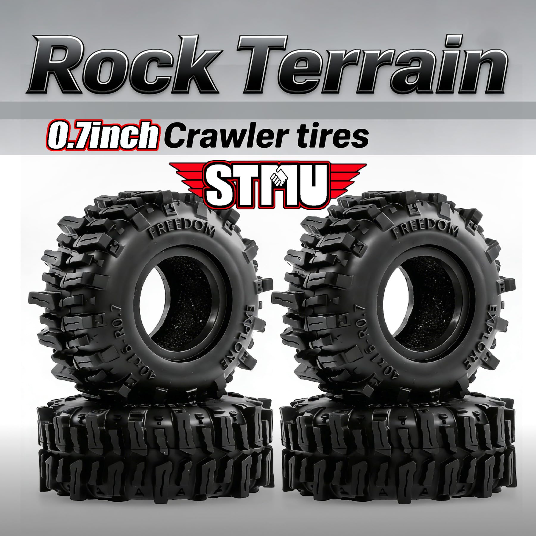 STMU 0.7'' MUD Tires for 1/30 1/32 RC Crawlers - Soft Sticky 40x16mm