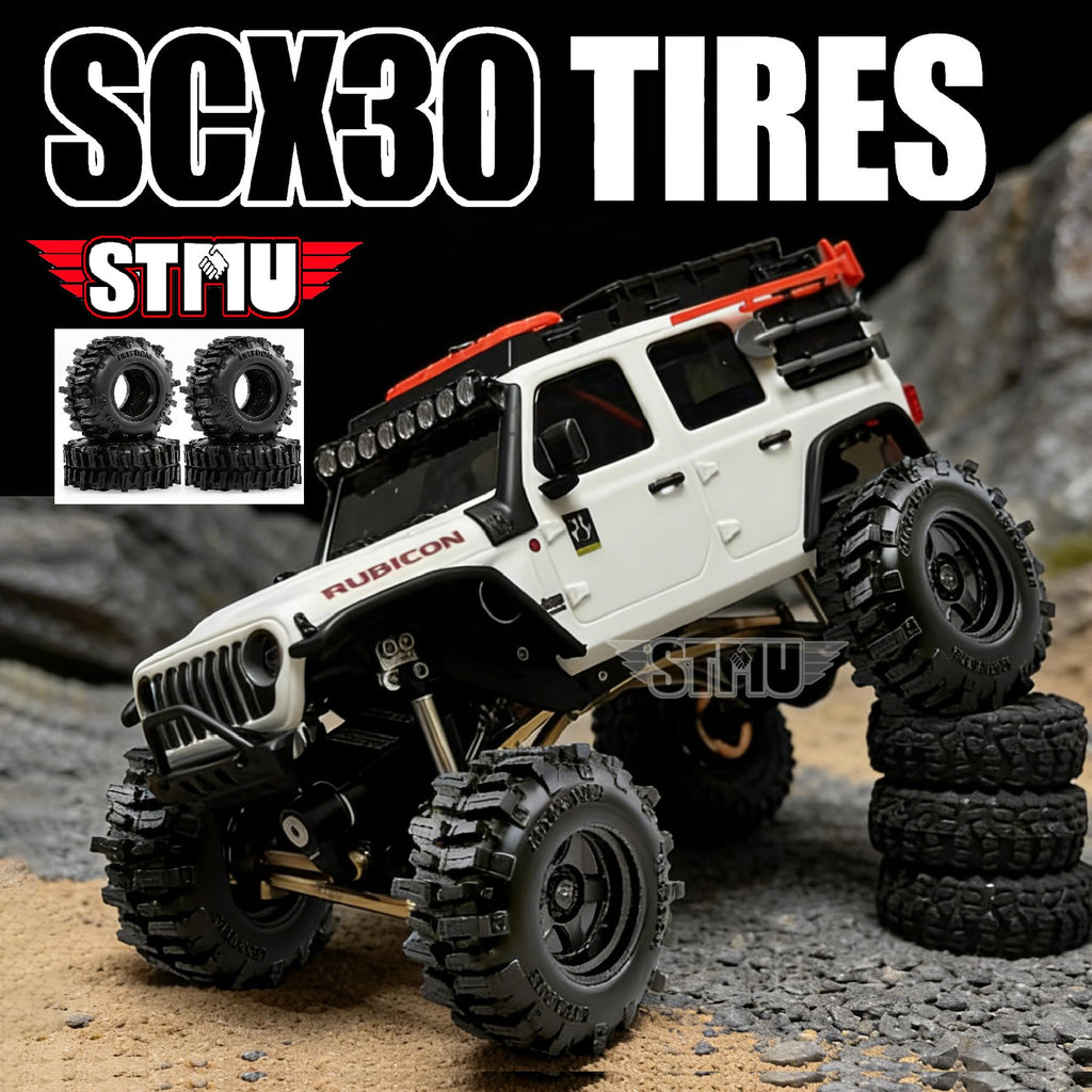 STMU 0.7'' MUD Tires for 1/30 1/32 RC Crawlers - Soft Sticky 40x16mm
