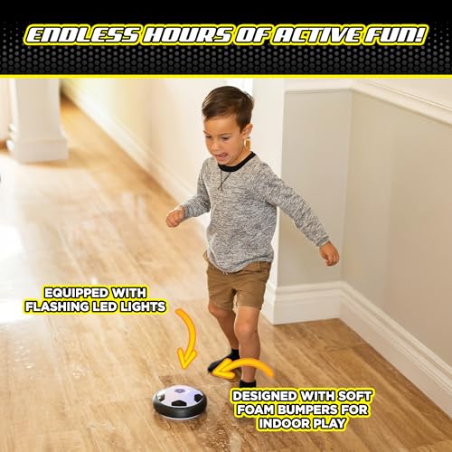 Stomp Sports Hover Soccer – Indoor Air Soccer Toy with LED Lights and Foam Bumpers for Kids Ages 3-8