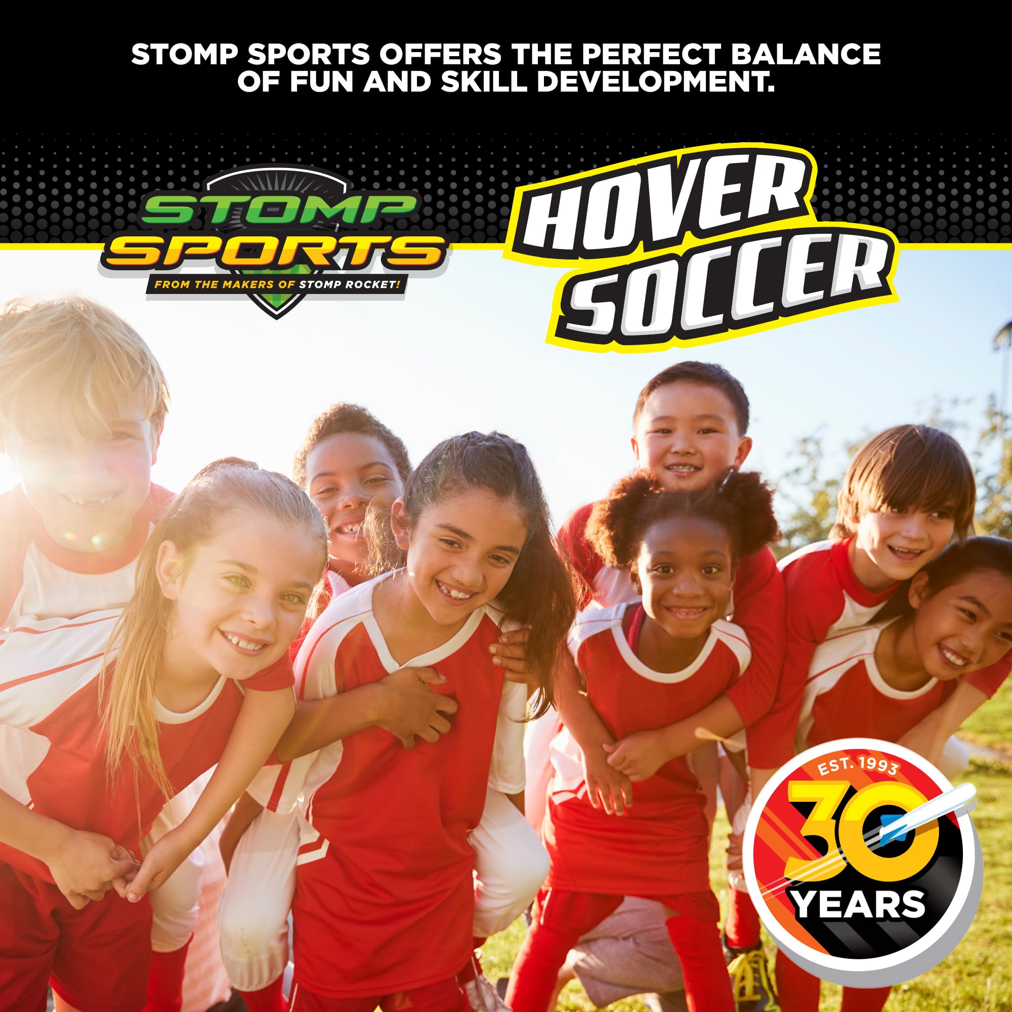 Stomp Sports Hover Soccer – Indoor Air Soccer Toy with LED Lights and Foam Bumpers for Kids Ages 3-8