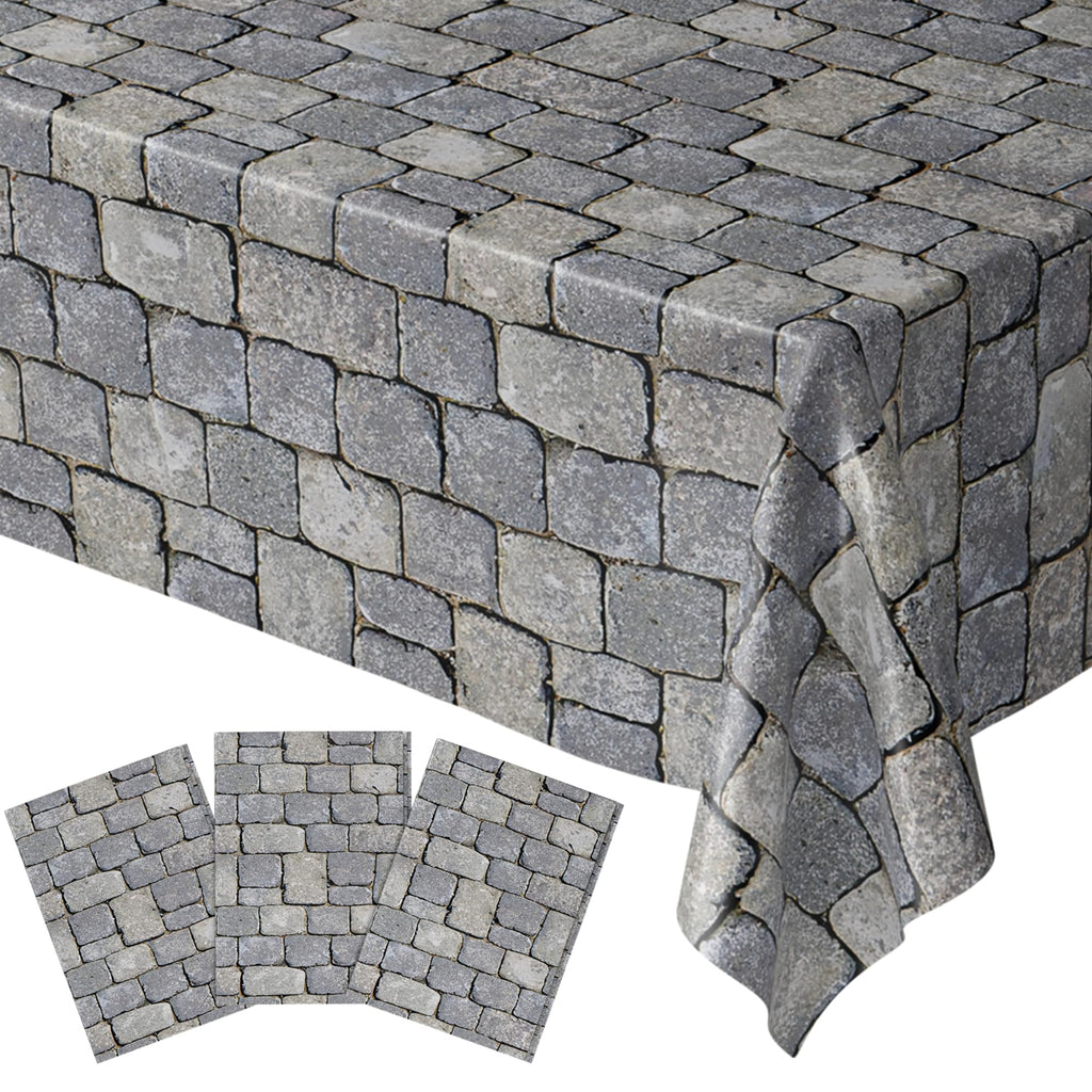 Stone Wall Table Covers (Pack of 3) - 54x108in - Medieval Knight Party Decor
