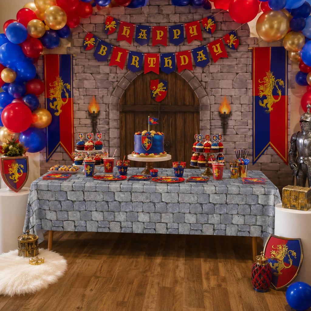 Stone Wall Table Covers (Pack of 3) - 54x108in - Medieval Knight Party Decor