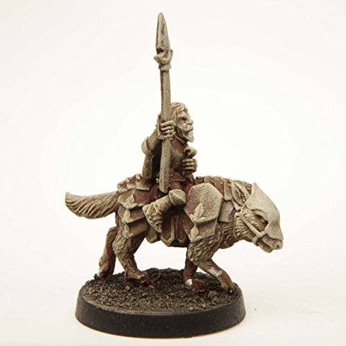 Stonehaven Gnome Knight Riding Armored Wolf - 38mm Lead-Free Pewter Miniature, 28mm Scale, Unpainted, American Craft