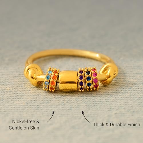 STORYJEWELLERY Fidget Ring for Women - 18K Gold Plated Spinner Ring, Size 8, Anxiety Relief Jewelry