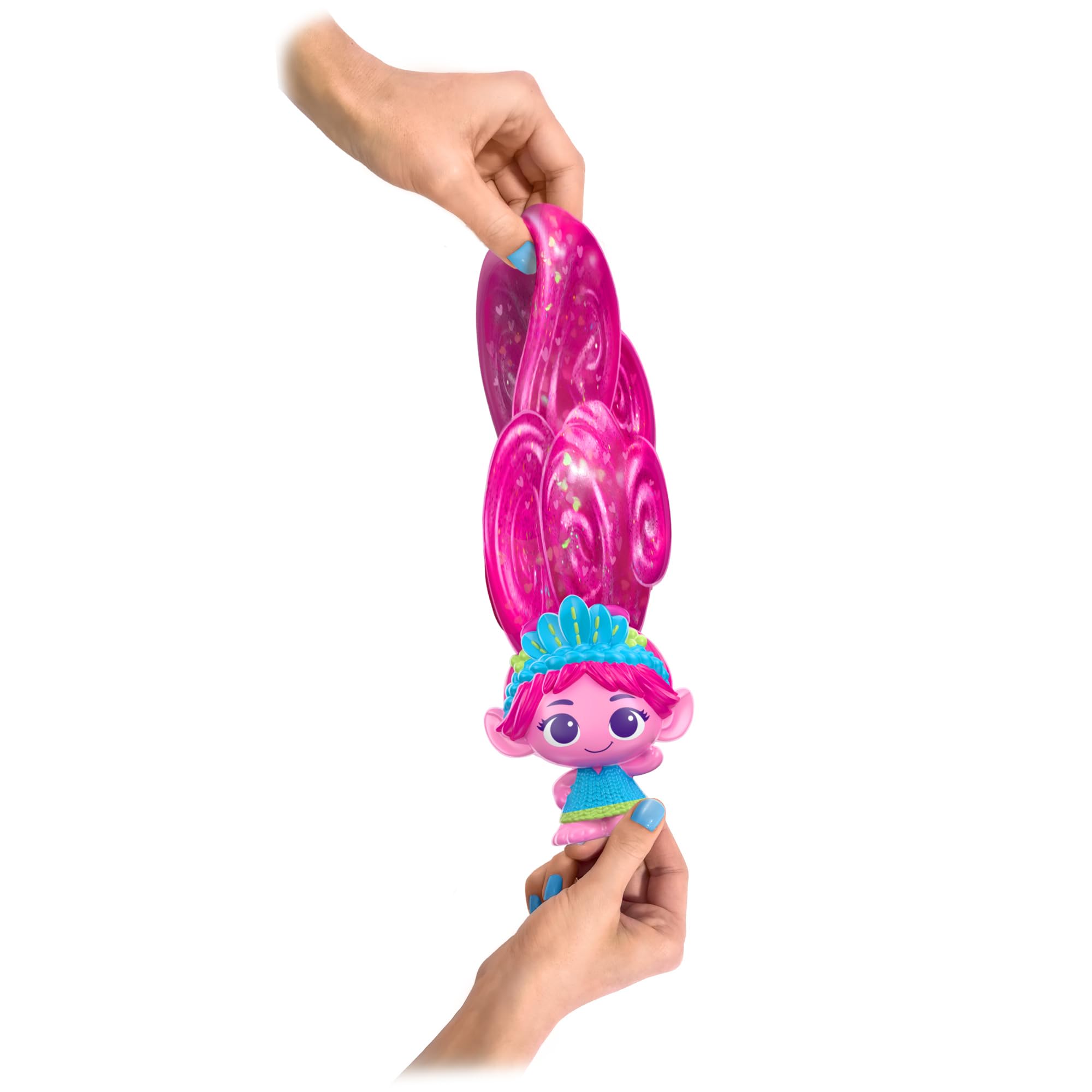Stretchy Hair Poppy – DreamWorks Trolls Band Together Doll with Squishy, Glitter-Filled Hair