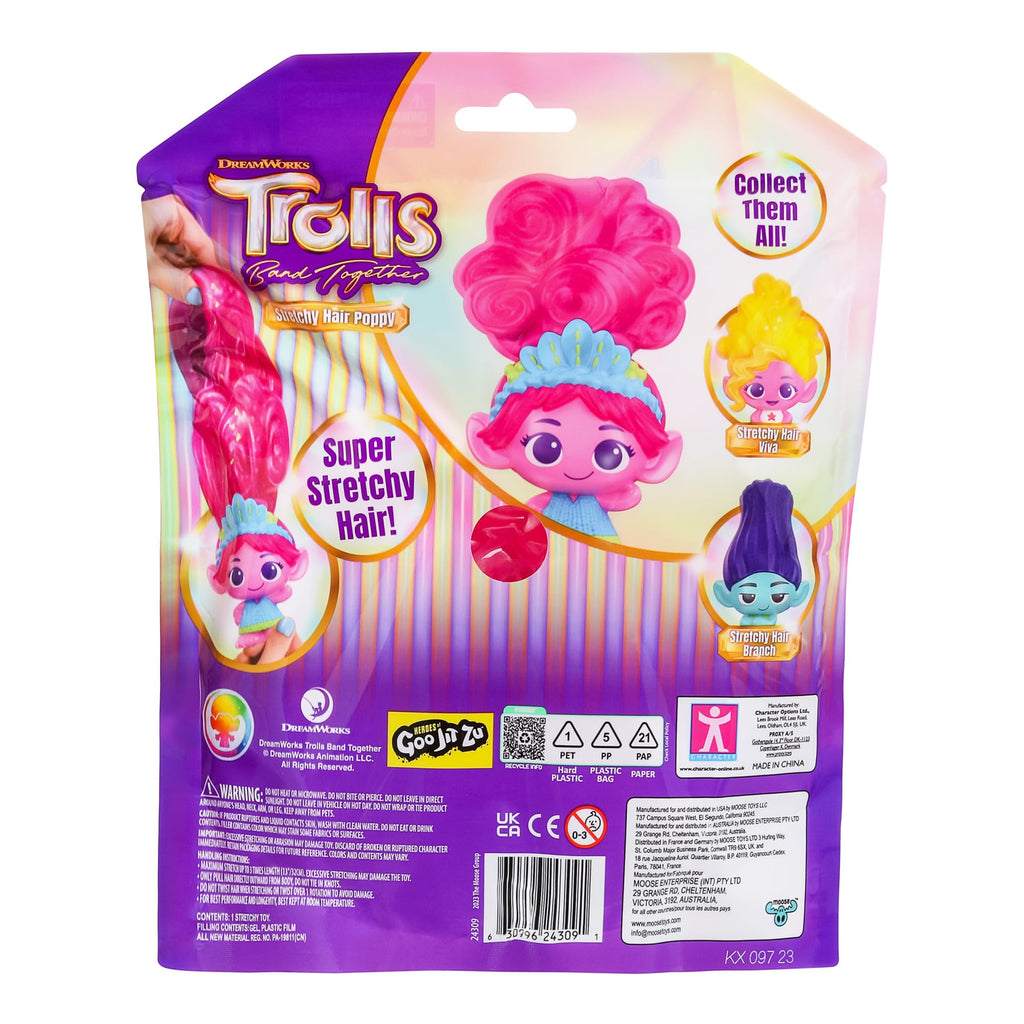 Stretchy Hair Poppy – DreamWorks Trolls Band Together Doll with Squishy, Glitter-Filled Hair