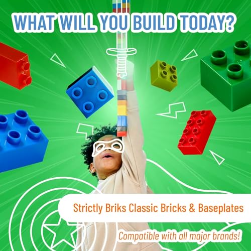 Strictly Briks 10x10 White Stackable Base Plate – 32x32 Pegs Compatible with Major Brick Brands