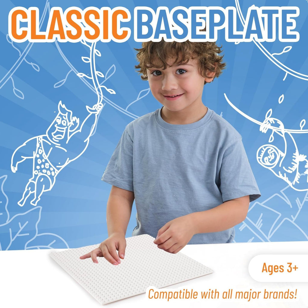 Strictly Briks 10x10 White Stackable Base Plate – 32x32 Pegs Compatible with Major Brick Brands