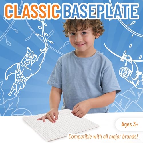 Strictly Briks 10x10 White Stackable Base Plate – 32x32 Pegs Compatible with Major Brick Brands