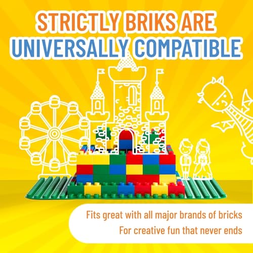 Strictly Briks Big Building Baseplate - Green 15x10.5 Inch Compatible with Duplo Blocks