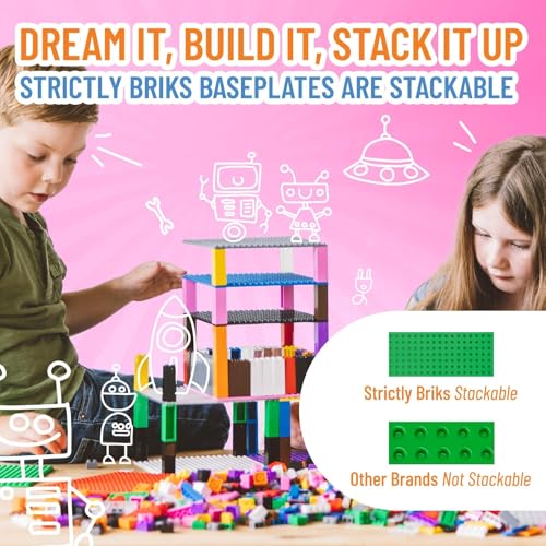 Strictly Briks Big Building Baseplate - Green 15x10.5 Inch Compatible with Duplo Blocks
