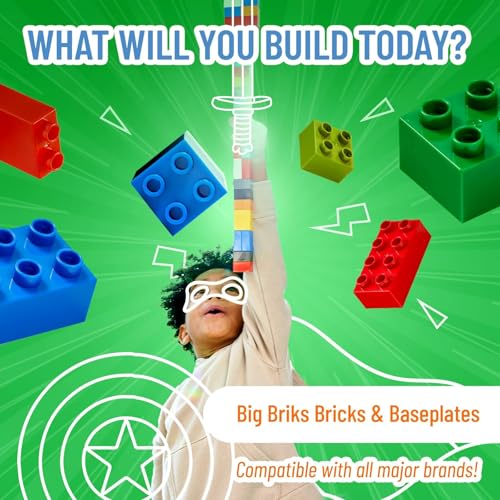 Strictly Briks Big Building Baseplate - Green 15x10.5 Inch Compatible with Duplo Blocks