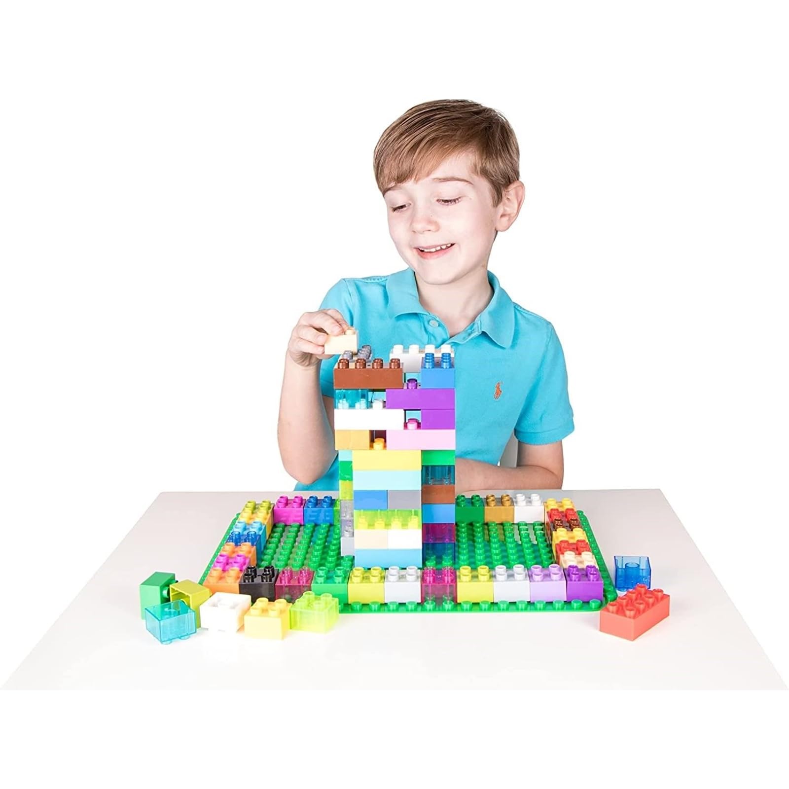 Strictly Briks Big Building Baseplate - Green 15x10.5 Inch Compatible with Duplo Blocks