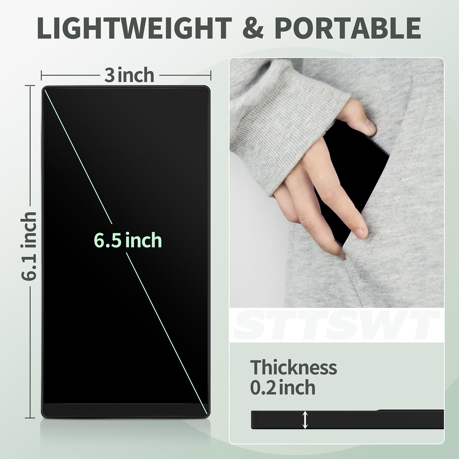STTSWT 6.5 Inch LCD Writing Tablet: Lightweight Reusable Digital Notepad for Adults