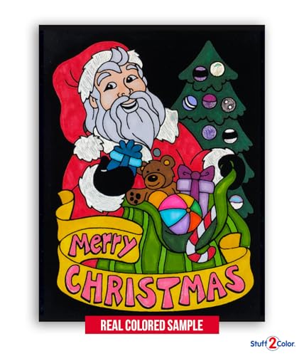 Stuff2Color Super Pack of 18 Fuzzy Velvet Coloring Posters (Christmas Edition) - Family Craft Activity for All Ages
