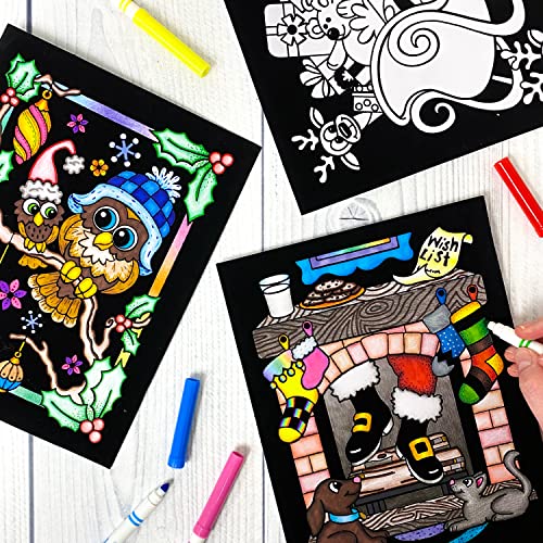 Stuff2Color Super Pack of 18 Fuzzy Velvet Coloring Posters (Christmas Edition) - Family Craft Activity for All Ages