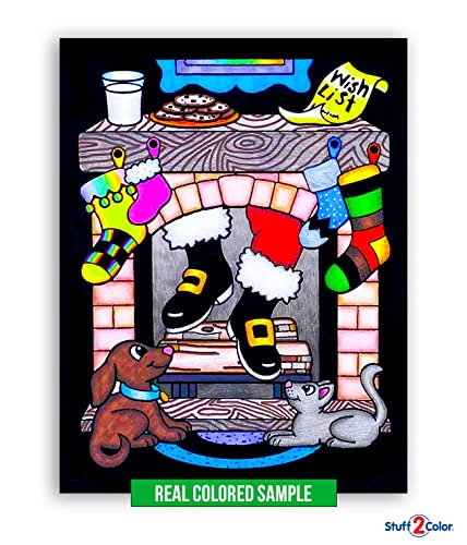 Stuff2Color Super Pack of 18 Fuzzy Velvet Coloring Posters (Christmas Edition) - Family Craft Activity for All Ages