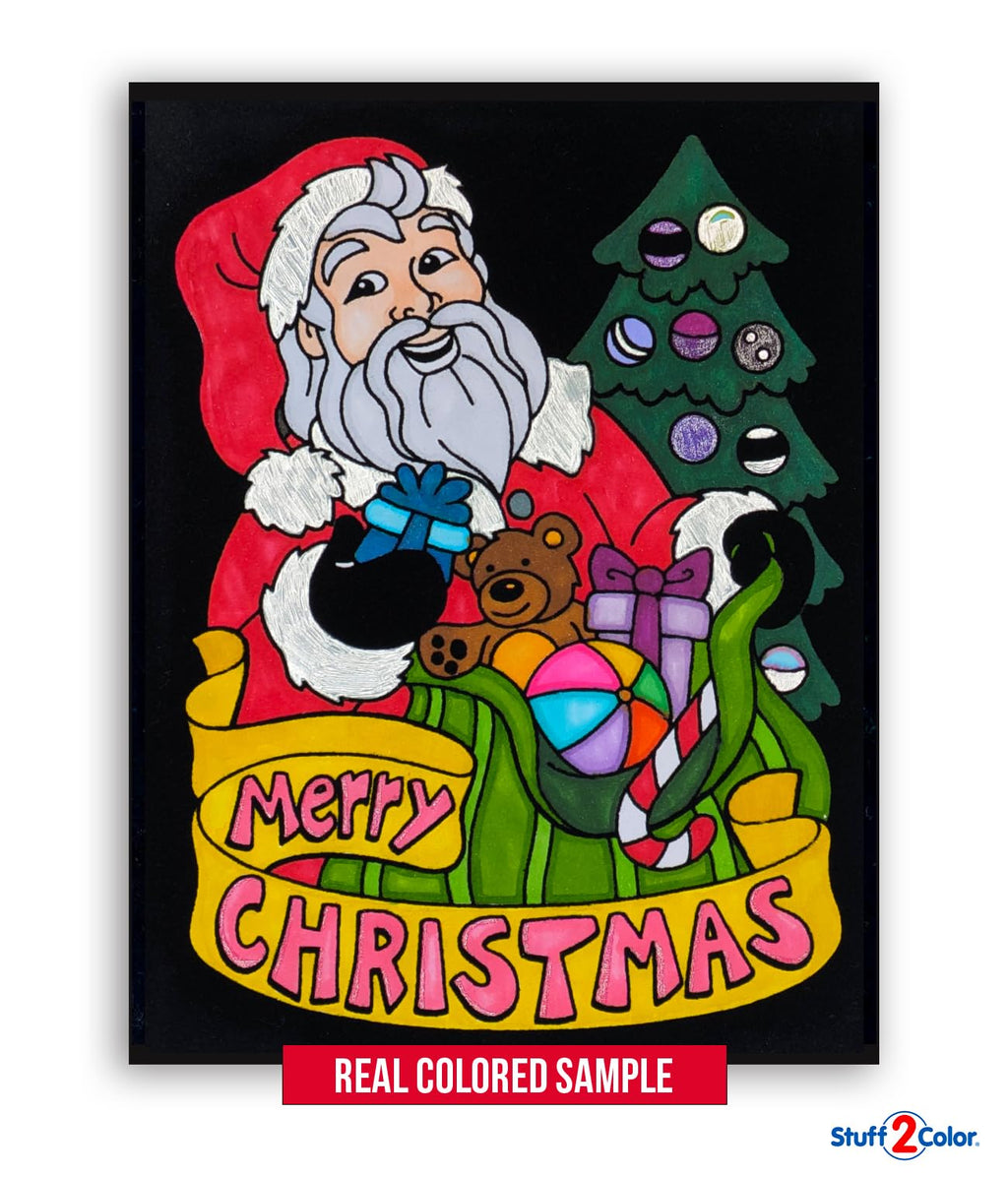 Stuff2Color Super Pack of 18 Fuzzy Velvet Coloring Posters (Christmas Edition) - Family Craft Activity for All Ages