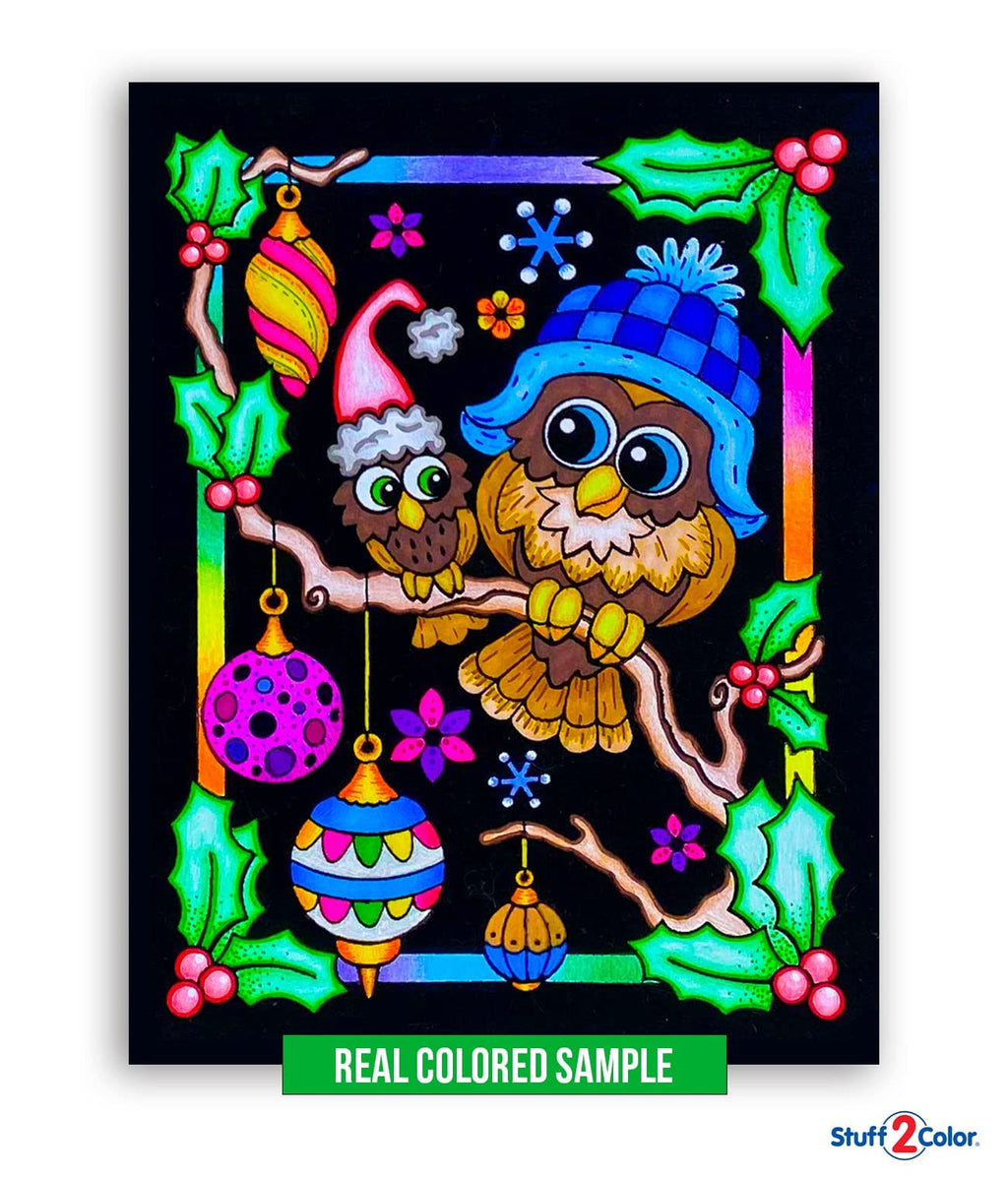 Stuff2Color Super Pack of 18 Fuzzy Velvet Coloring Posters (Christmas Edition) - Family Craft Activity for All Ages