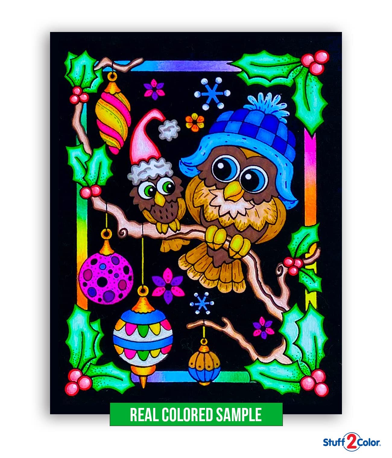 Stuff2Color Super Pack of 18 Fuzzy Velvet Coloring Posters (Christmas Edition) - Family Craft Activity for All Ages