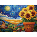 STYISHANG 500 Piece Sunflower Puzzle for Adults – Starry Night Jigsaw, 20.47 x 14.96 inches with Poster