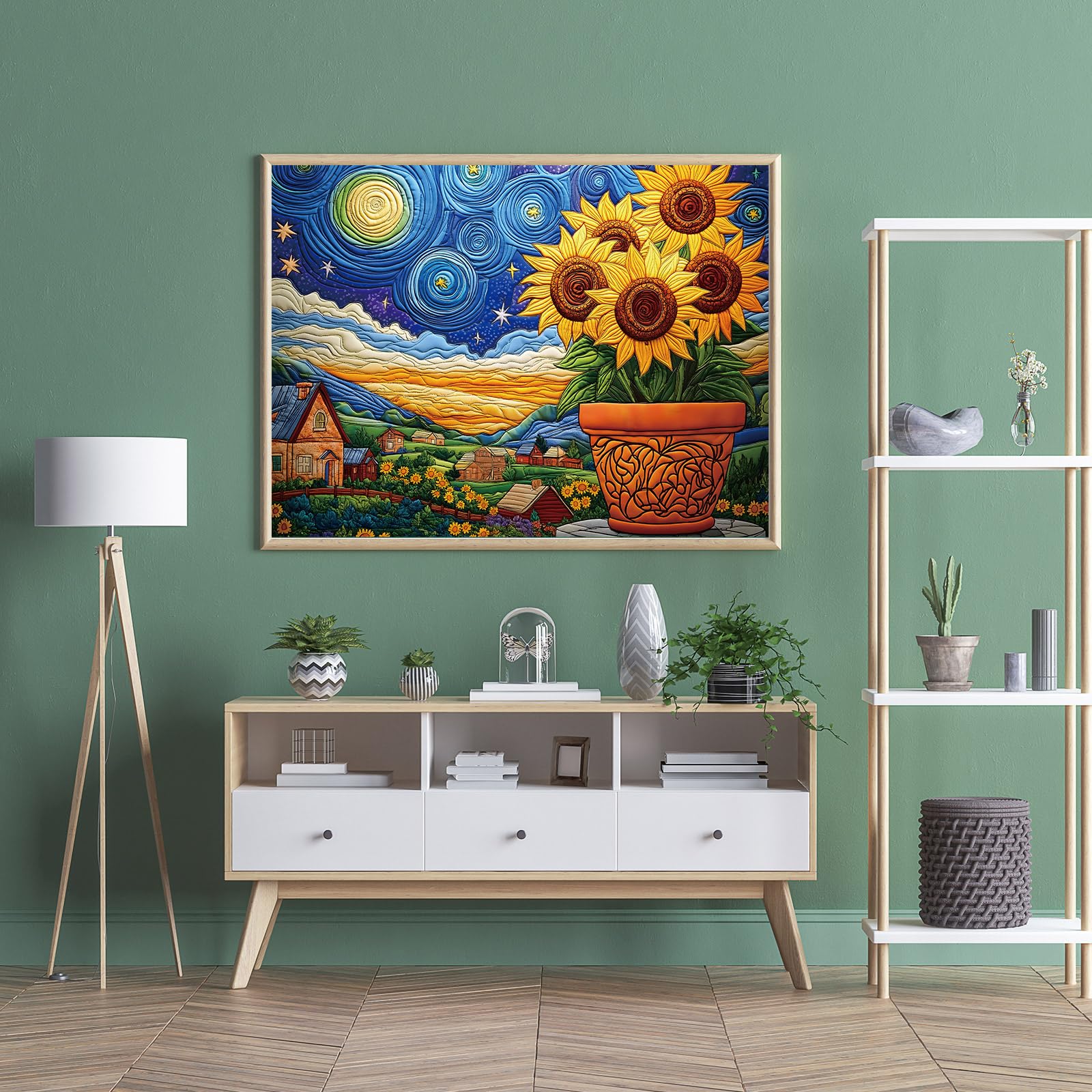 STYISHANG 500 Piece Sunflower Puzzle for Adults – Starry Night Jigsaw, 20.47 x 14.96 inches with Poster