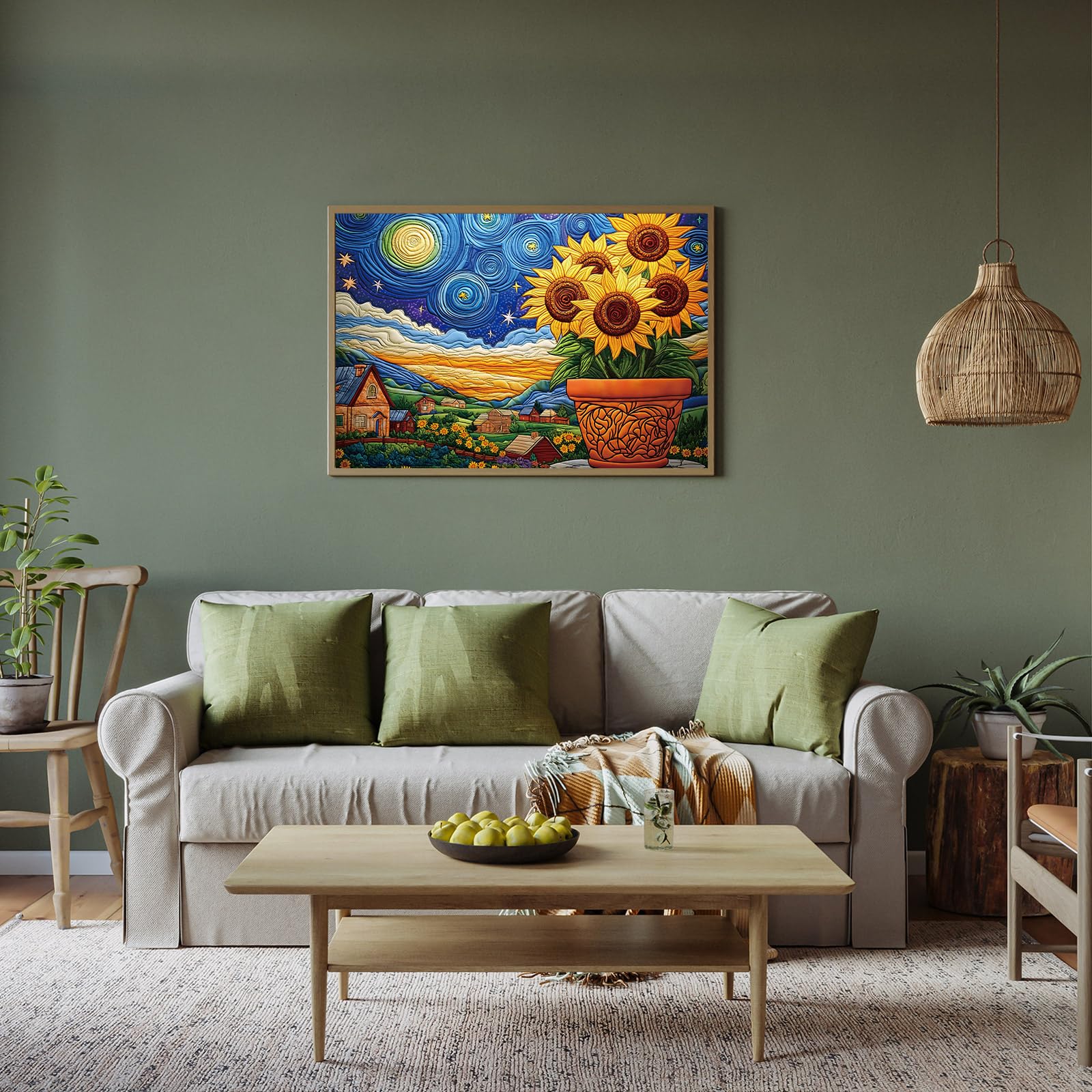 STYISHANG 500 Piece Sunflower Puzzle for Adults – Starry Night Jigsaw, 20.47 x 14.96 inches with Poster