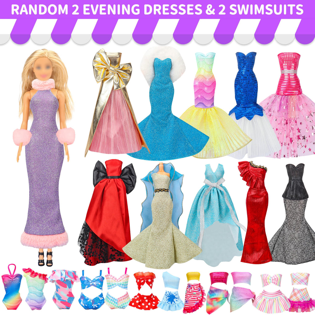 Style Shine Doll Clothes & Accessories Kit – 70+ Pieces for 11.5 Inch Dolls, Wedding Gowns, Casual Outfits, Shoes & More