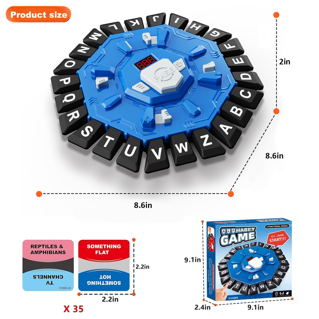 StyleBoon Word Game with LED Display - Fast-Paced Alphabet Family Board Game for Ages 3+ (Blue)