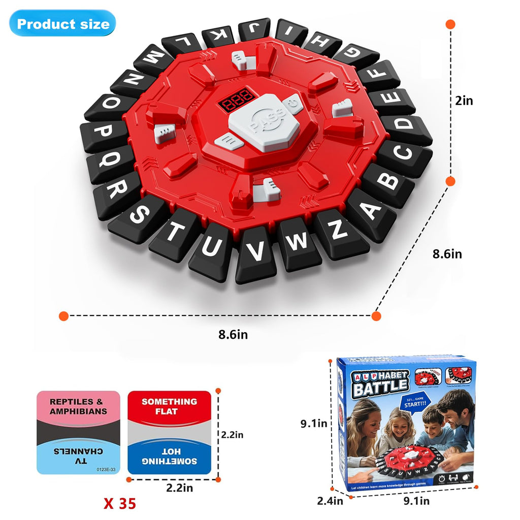 StyleBoon Word Game with LED Display – Fast-Paced Alphabet Board Game for Family Fun (Red)