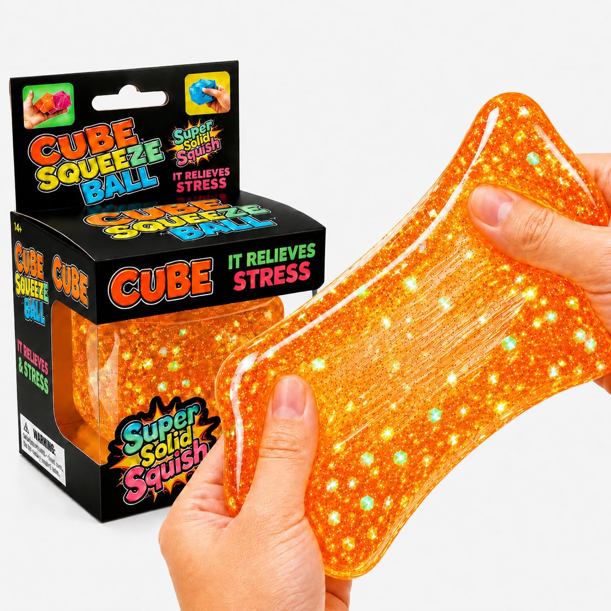 Sucvrta Stress Relief Squeeze Cube – Ultra-Soft Slow Rising Sensory Fidget Toy for Focus & Calm (Orange)