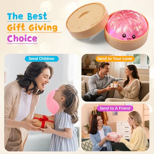 Sugar Dumpling Squishy – Viral Bao Bun Shaped Stress Relief Toy, Pink, 255g, Long-Lasting Fidget Squeeze for Gifts