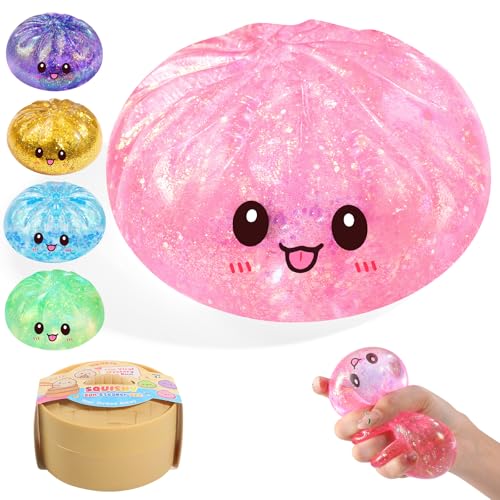 Sugar Dumpling Squishy – Viral Bao Bun Shaped Stress Relief Toy, Pink, 255g, Long-Lasting Fidget Squeeze for Gifts