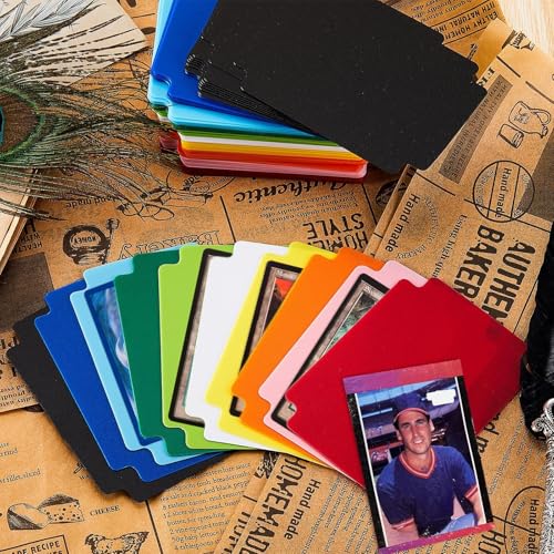 Suilung 100 Plastic Trading Card Dividers, Multicolor, 2.7 x 3.8 Inches, Frosted Separators with Tabs