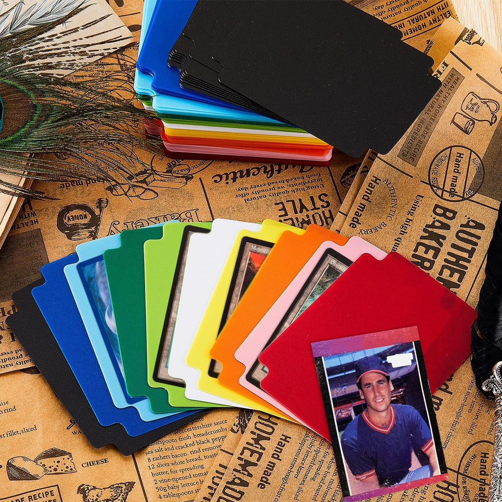 Suilung 100 Plastic Trading Card Dividers, Multicolor, 2.7 x 3.8 Inches, Frosted Separators with Tabs
