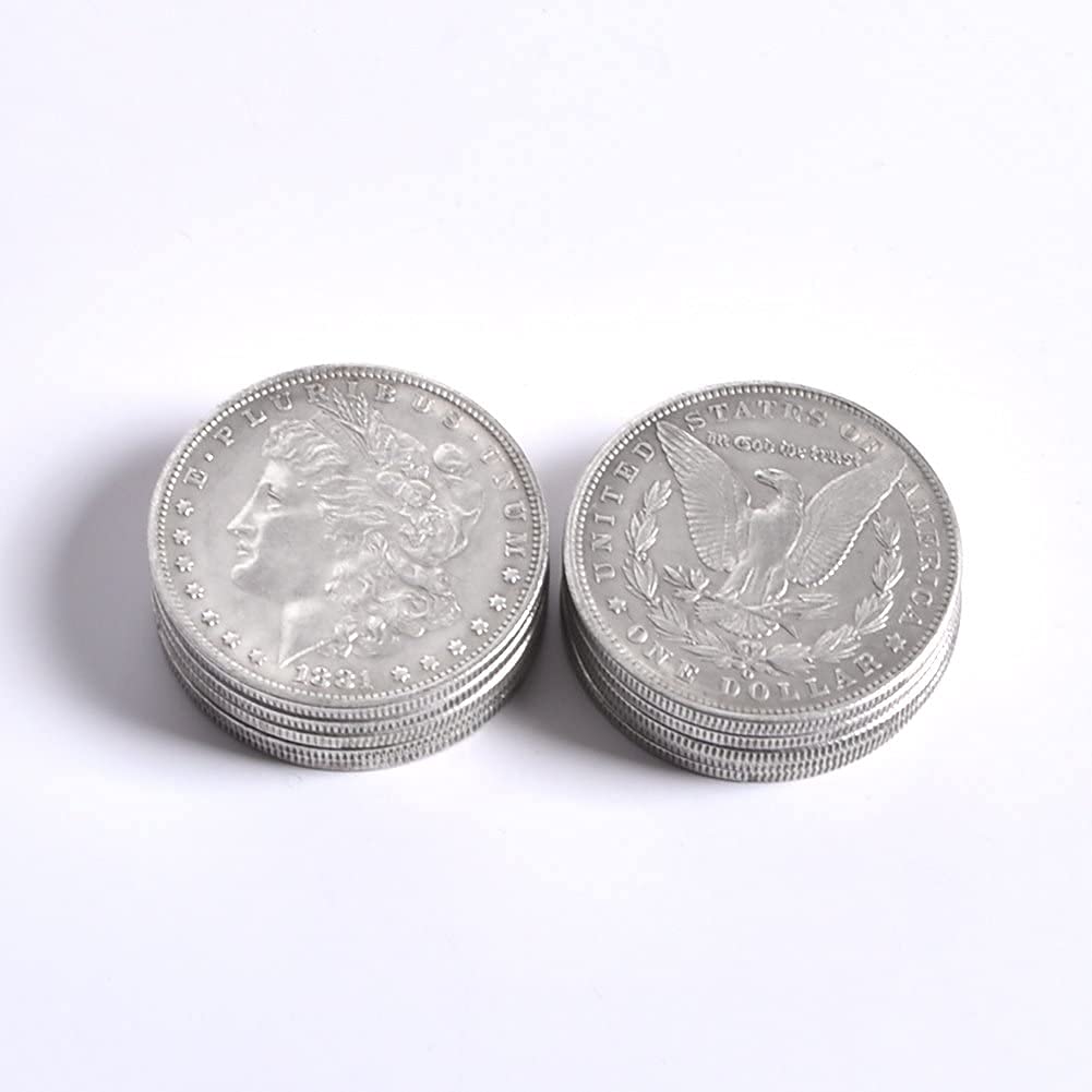 SUMAG Metal Magic Coins – 10 Steel Replica Morgan Dollars (3.8 cm) for Coin Magic Tricks
