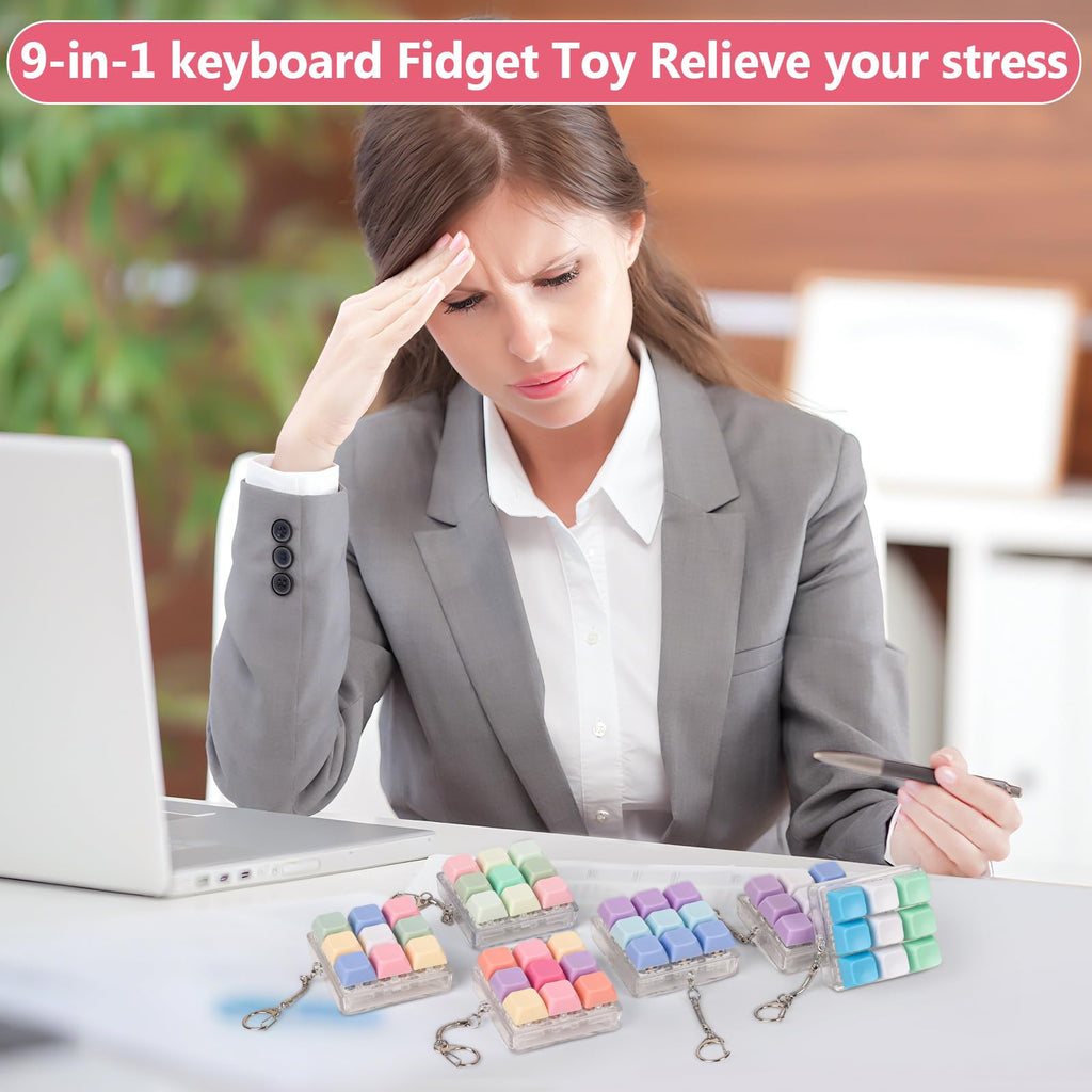 Sumgsn Keyboard Fidget Toy: 9-Key Loud Clicker for Stress Relief (2-Pack)
