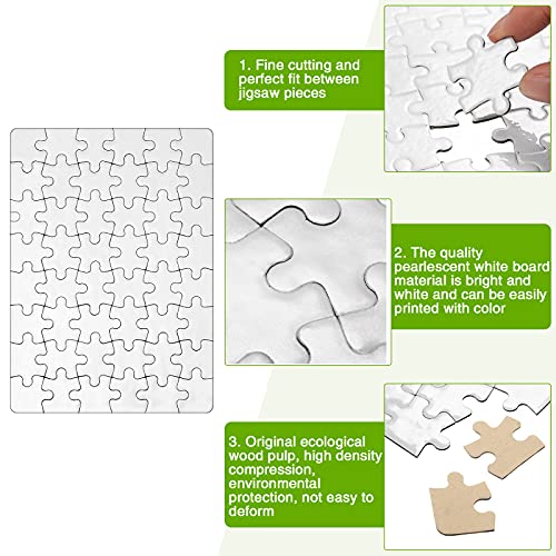 Sumind 10 Blank Sublimation Puzzles – 5 Rectangle (48 pcs) & 5 Heart Shaped (75 pcs) for DIY Heat Transfer