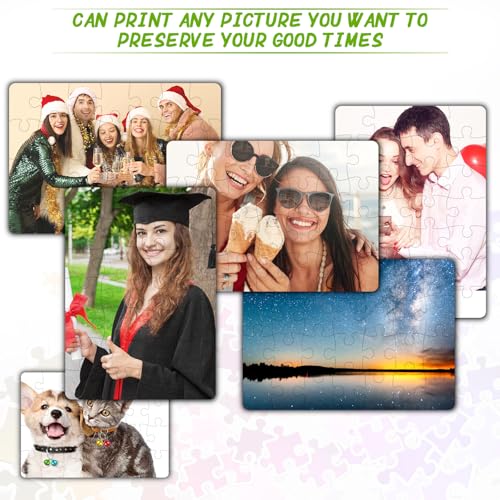 Sumind 10 Blank Sublimation Puzzles – 5 Rectangle (48 pcs) & 5 Heart Shaped (75 pcs) for DIY Heat Transfer