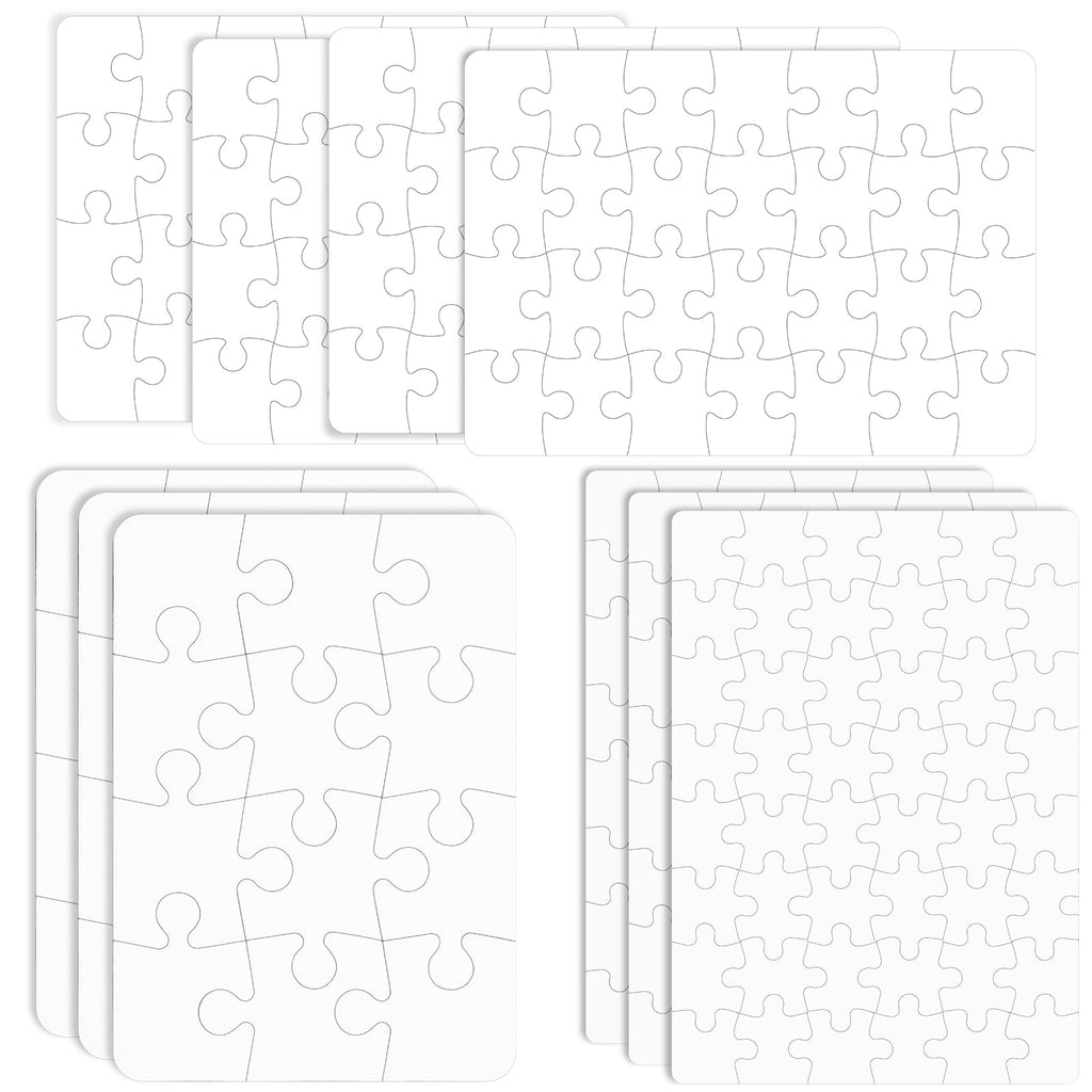 Sumind 10 Pack Blank Sublimation Jigsaw Puzzles - 7.1x5.1 Inch White Cardboard DIY Heat Transfer Puzzles for Personalized Gifts