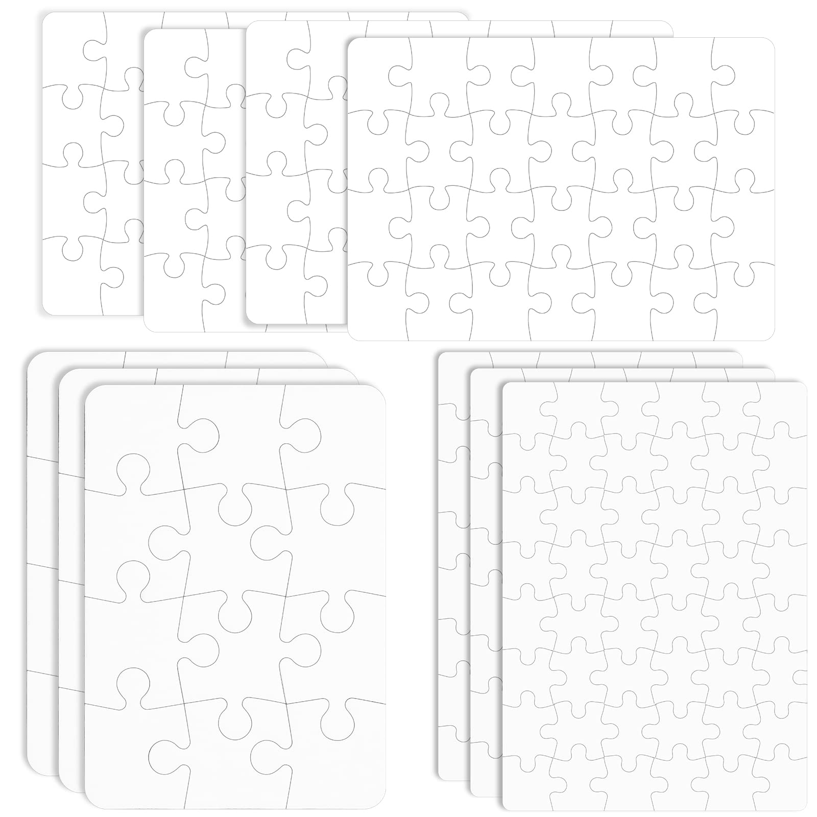 Sumind 10 Pack Blank Sublimation Jigsaw Puzzles - 7.1x5.1 Inch White Cardboard DIY Heat Transfer Puzzles for Personalized Gifts