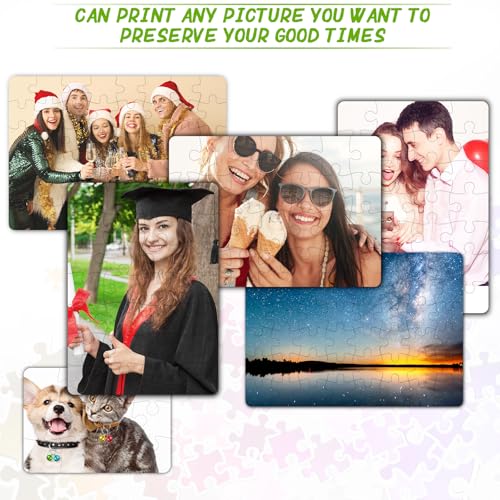 Sumind 10 Pack Blank Sublimation Jigsaw Puzzles - 7.1x5.1 Inch White Cardboard DIY Heat Transfer Puzzles for Personalized Gifts